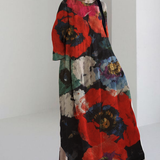 ROSALIA | Abito Midi Artistico con Massimo Comfort e Stampa Floreale Intensa per Look D’Impatto
