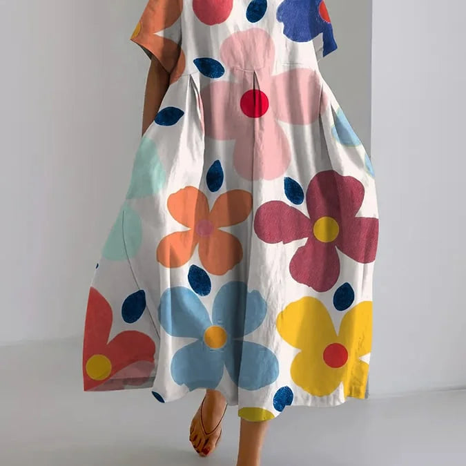 Isabel | Abito Midi Floreale con Stile Spensierato e Comfort Estivo per Giornate Colorate