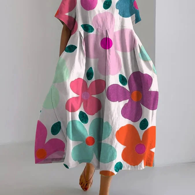 Isabel | Abito Midi Floreale con Stile Spensierato e Comfort Estivo per Giornate Colorate